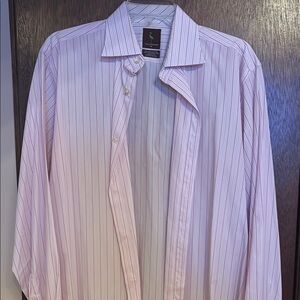 Tailorbyrd Pink and White Striped Shirt
